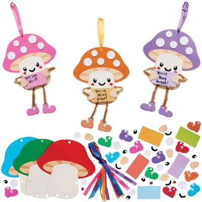 Baker Ross VC117 Kits de décoration à composer Champignons personnalisés Lot de 6, bricolages en mousse avec messages sur le thème des champignons Baker Ross VC117 Kits de décoration à composer Champignons personnalisés Lot de 6, bricolages en mousse avec messages sur le thème des champignons