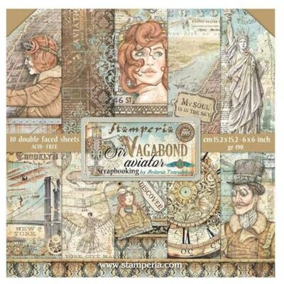 Stamperia International Bloc scrapbooking Sir Vagabond Aviator, SBBXS18, blanc, OSFA Stamperia International Bloc scrapbooking Sir Vagabond Aviator, SBBXS18, blanc, OSFA