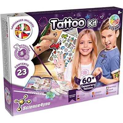Science4you Kit Tatouages, + 8 Activités Manuelles, Jeux avec 60+ Tatouages Temporaires pour Enfants, Loisirs Créatifs, Cadeau pour Fille et Garçon 8+ ans Science4you Kit Tatouages, + 8 Activités Manuelles, Jeux avec 60+ Tatouages Temporaires pour Enfants, Loisirs Créatifs, Cadeau pour Fille et Garçon 8+ ans