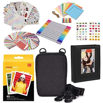 Kodak Lot de 40 Feuilles de Papier Photo Zink de qualité supérieure de 7,6 x 10,2 cm avec Album Photo, étui, Autocollants, marqueurs Kodak Lot de 40 Feuilles de Papier Photo Zink de qualité supérieure de 7,6 x 10,2 cm avec Album Photo, étui, Autocollants, marqueurs
