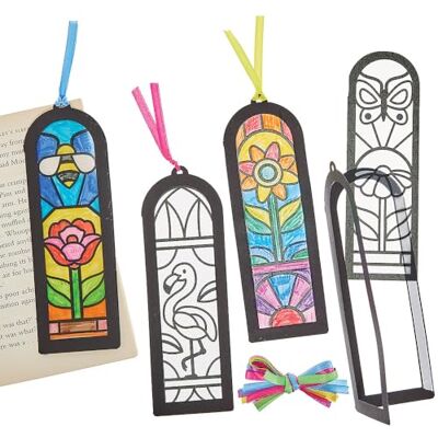 Baker Ross FN559 Marque-pages à colorier effet vitrail d'été Lot de 10, fabrication de marque-pages pour enfants, bricolage pour la Journée mondiale du livre Baker Ross FN559 Marque-pages à colorier effet vitrail d'été Lot de 10, fabrication de marque-pages pour enfants, bricolage pour la Journée mondiale du livre