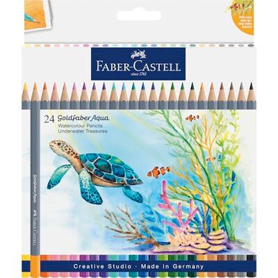 Faber-Castell Creative Studio Goldfaber Aqua Aquarelle Crayons Boîte de 24 Couleurs Trésors Sous-Marins Crayons pour Art, Artisanat, Dessin, Croquis, Maison, École, Université, Coloriage Faber-Castell Creative Studio Goldfaber Aqua Aquarelle Crayons Boîte de 24 Couleurs Trésors Sous-Marins Crayons pour Art, Artisanat, Dessin, Croquis, Maison, École, Université, Coloriage