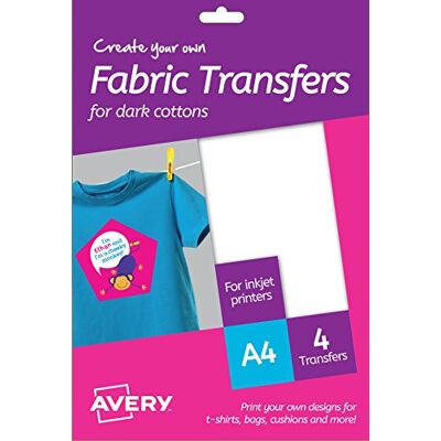 Avery mD1003 T-shirt Transfer termotrasferibili coton foncé Inkjet A4, 4 FF, 210 x 297 mm Avery mD1003 T-shirt Transfer termotrasferibili coton foncé Inkjet A4, 4 FF, 210 x 297 mm