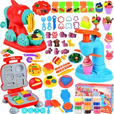 UCAMP Kit de pétrissage pour enfants, accessoires de pâte à modeler, outils de pétrissage, kit de jeu avec hamburgers et crème glacée UCAMP Kit de pétrissage pour enfants, accessoires de pâte à modeler, outils de pétrissage, kit de jeu avec hamburgers et crème glacée