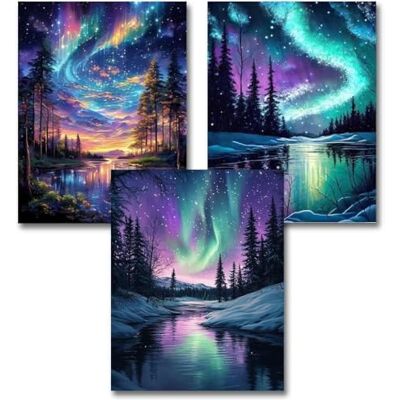 Beler Diamond Painting Lot de 3 peintures à l'huile pour adultes, paysage d'aurore, à faire soi-même, peinte à la main, 30 x 40 cm Beler Diamond Painting Lot de 3 peintures à l'huile pour adultes, paysage d'aurore, à faire soi-même, peinte à la main, 30 x 40 cm