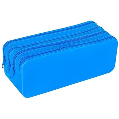 gimboo Trousse à crayons en silicone, avec quatre compartiments, 20 x 8 x 7,5 cm, bleu, pour enfants, garçons et filles gimboo Trousse à crayons en silicone, avec quatre compartiments, 20 x 8 x 7,5 cm, bleu, pour enfants, garçons et filles