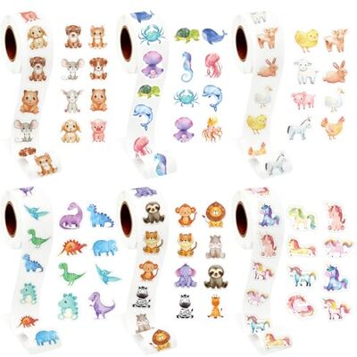 prota Lot de 3000 autocollants ronds en forme d'animaux, rouleau d'autocollants d'animaux, autocollants de récompense, autocollants ronds de dessin animé, imperméables, autocollants animaux pour prota Lot de 3000 autocollants ronds en forme d'animaux, rouleau d'autocollants d'animaux, autocollants de récompense, autocollants ronds de dessin animé, imperméables, autocollants animaux pour