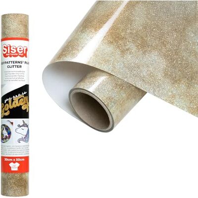SISER EasyPattern Plus Glitter Vinyle thermotransférable Golden Marble 50 x 30 cm, thermovinyle scintillant avec motifs pré-imprimés, compatible avec traceur de coupe SISER EasyPattern Plus Glitter Vinyle thermotransférable Golden Marble 50 x 30 cm, thermovinyle scintillant avec motifs pré-imprimés, compatible avec traceur de coupe