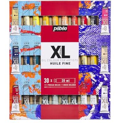 PEBEO Pébéo Kit de peinture à l'huile fine XL Couleurs complémentaires 30 x 20 ml + pinceau PEBEO Pébéo Kit de peinture à l'huile fine XL Couleurs complémentaires 30 x 20 ml + pinceau