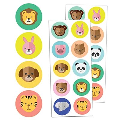 TownStix Animaux Gommettes Autocollants (Chiens, Chats, Éléphants, Lions) 20 Feuilles, 200 Pièces TownStix Animaux Gommettes Autocollants (Chiens, Chats, Éléphants, Lions) 20 Feuilles, 200 Pièces