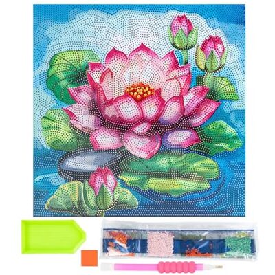 Ideen mit Herz Diamond Painting Toile à motif sur châssis 30 cm x 30 cm avec outils Motif fleur de lotus Ideen mit Herz Diamond Painting Toile à motif sur châssis 30 cm x 30 cm avec outils Motif fleur de lotus