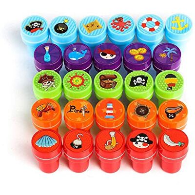 Kesote Lot de 26 tampons encreurs pour enfants Motif pirates Multicolore Kesote Lot de 26 tampons encreurs pour enfants Motif pirates Multicolore