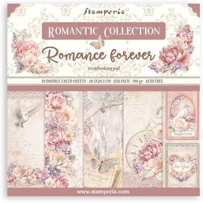 Stamperia International KFT Mini Bloc de Scrapbooking 10 20,3 x 20,3 cm (8 x 8) Romance Forever, Multicolore, 20,3 x 20,3 cm Stamperia International KFT Mini Bloc de Scrapbooking 10 20,3 x 20,3 cm (8 x 8) Romance Forever, Multicolore, 20,3 x 20,3 cm