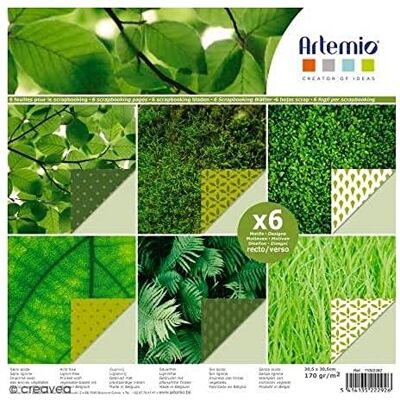 Artemio Feuille verte Papier Scrapbooking 12 "X12" 6 feuilles Artemio Feuille verte Papier Scrapbooking 12 "X12" 6 feuilles