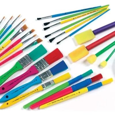 Baker Ross EK554 Lot de 25 pinceaux et éponges pour tamponneuses Différentes formes et tailles Baker Ross EK554 Lot de 25 pinceaux et éponges pour tamponneuses Différentes formes et tailles