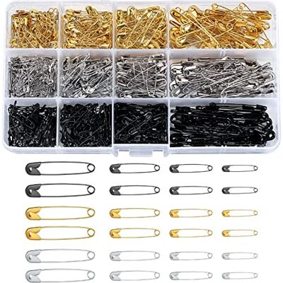 PanBeiQiWEU Lot de 540 épingles à nourrice assorties pour vêtements, artisanat, couture, vêtements, art, or, argent, noir, 19 mm, 22 mm, 28 mm, 38 mm (trois couleurs -540) PanBeiQiWEU Lot de 540 épingles à nourrice assorties pour vêtements, artisanat, couture, vêtements, art, or, argent, noir, 19 mm, 22 mm, 28 mm, 38 mm (trois couleurs -540)