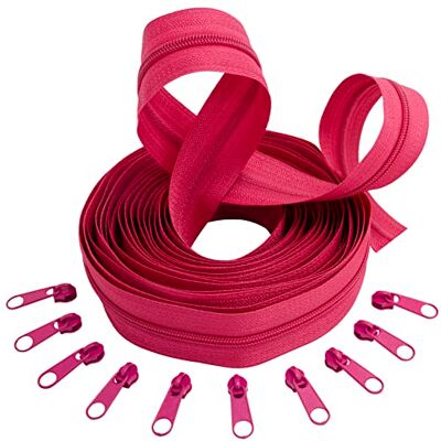 AERZETIX C62531x5-C62581x10 Kit de fermeture à glissière spirale 5 m N°3 couleur magenta + 10 curseurs N°3 non verrouillable couleur magenta en métal mercerie couture vêtements AERZETIX C62531x5-C62581x10 Kit de fermeture à glissière spirale 5 m N°3 couleur magenta + 10 curseurs N°3 non verrouillable couleur magenta en métal mercerie couture vêtements