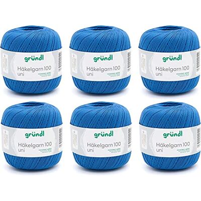 Fil crochet Gründl 100% coton bleu roi Fil crochet Gründl 100% coton bleu roi