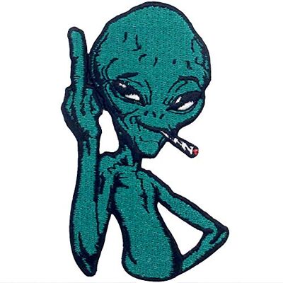 ZEGIN Patch brodé en forme de Alien vert comme fumer, à coudre ou à coller avec fer à repasser ZEGIN Patch brodé en forme de Alien vert comme fumer, à coudre ou à coller avec fer à repasser