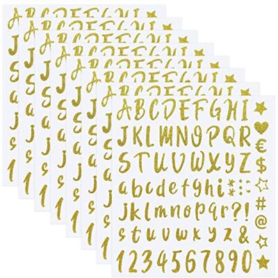 HAILUII Lot de 8 feuilles d'autocollants à paillettes 8 feuilles 640 lettres de l'alphabet Étanche Pour boîte aux lettres Pour enfants Porte mur en bois (doré) HAILUII Lot de 8 feuilles d'autocollants à paillettes 8 feuilles 640 lettres de l'alphabet Étanche Pour boîte aux lettres Pour enfants Porte mur en bois (doré)