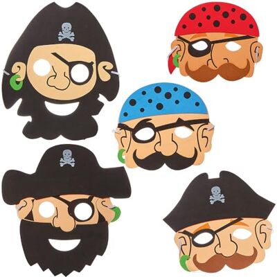 Baker Ross FN166 Pirate Masques en mousse Pack de 5, kits de costumes pour enfants, accessoires pour jeux d'éveil Baker Ross FN166 Pirate Masques en mousse Pack de 5, kits de costumes pour enfants, accessoires pour jeux d'éveil