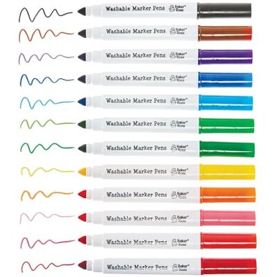 Baker Ross FN513 Feutres lavables Lot de 12, feutres pour enfants Baker Ross FN513 Feutres lavables Lot de 12, feutres pour enfants
