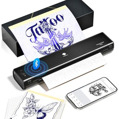 Phomemo TP81 Thermocopieur Tatouage, Imprimante Stencil Tatouage Facile à Utiliser pour 10 Feuilles Papier Transfert de Pochoir Compatible avec iOS, Android et Mac, Noir Phomemo TP81 Thermocopieur Tatouage, Imprimante Stencil Tatouage Facile à Utiliser pour 10 Feuilles Papier Transfert de Pochoir Compatible avec iOS, Android et Mac, Noir