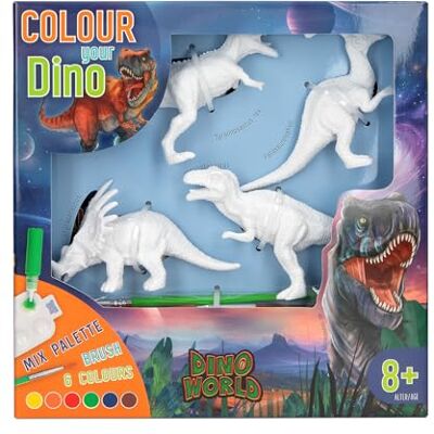 Depesche 12672 World DIY Colour Your Dino-4 figurines de dinosaures à créer par sols, ensemble comprenant peintures acryliques, pinceaux, palette et instructions, multicolore, une taille Depesche 12672 World DIY Colour Your Dino-4 figurines de dinosaures à créer par sols, ensemble comprenant peintures acryliques, pinceaux, palette et instructions, multicolore, une taille