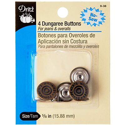Dritz Boutons salopette, laiton antique, 1,6 cm Dritz Boutons salopette, laiton antique, 1,6 cm
