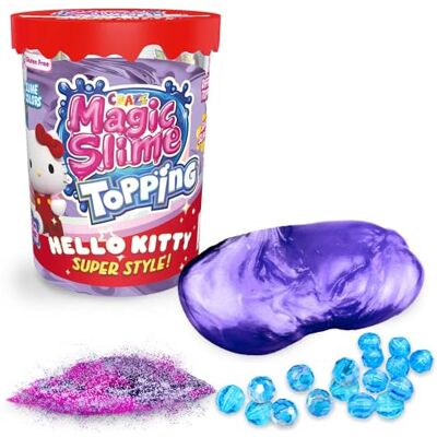 CRAZE Magic Slime Topping Hello Kitty, Pot de Pâte gluante pour Enfants 70 ML avec 2 garnitures CRAZE Magic Slime Topping Hello Kitty, Pot de Pâte gluante pour Enfants 70 ML avec 2 garnitures