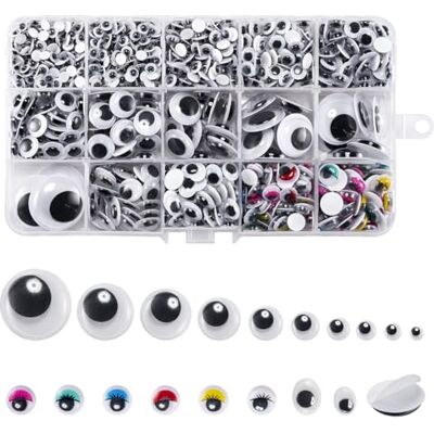 Carehabi Lot de 1200 yeux mobiles autocollants en plastique pour poupée Pour le jour de Noël et le bricolage, le scrapbooking, l'artisanat, les jouets (différentes tailles) Carehabi Lot de 1200 yeux mobiles autocollants en plastique pour poupée Pour le jour de Noël et le bricolage, le scrapbooking, l'artisanat, les jouets (différentes tailles)