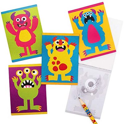 Baker Ross AX272 Bloc-Notes Monstres Paquet De 12, Blocs De Dessin Pour Enfants, Remplisseur De Sac De Fête Idéal Baker Ross AX272 Bloc-Notes Monstres Paquet De 12, Blocs De Dessin Pour Enfants, Remplisseur De Sac De Fête Idéal