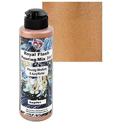 Ideen mit Herz Royal Flash Pouring Mix 2 en 1 Pouring Medium & Metallic Peinture acrylique avec effet pailleté 180 ml Pas de mélange supplémentaire nécessaire avec du fluide, du milieu ou de l'huile de silicone (cuivre) Ideen mit Herz Royal Flash Pouring Mix 2 en 1 Pouring Medium & Metallic Peinture acrylique avec effet pailleté 180 ml Pas de mélange supplémentaire nécessaire avec du fluide, du milieu ou de l'huile de silicone (cuivre)