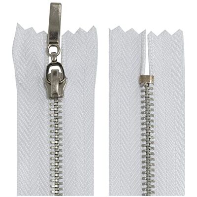 AERZETIX C64679 Lot de 2 Fermetures éclair/à glissière métalliques N°3 16 cm non séparable chromée tirette déco couleur blanc maille curseur mercerie vêtement couture AERZETIX C64679 Lot de 2 Fermetures éclair/à glissière métalliques N°3 16 cm non séparable chromée tirette déco couleur blanc maille curseur mercerie vêtement couture