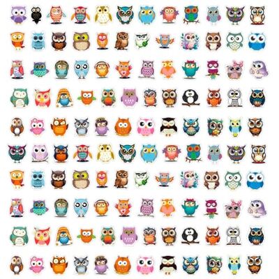 CVFRTT Lot de 120 autocollants hiboux mignons, autocollants graffiti de dessin animé, bagages, guitares, skateboards CVFRTT Lot de 120 autocollants hiboux mignons, autocollants graffiti de dessin animé, bagages, guitares, skateboards