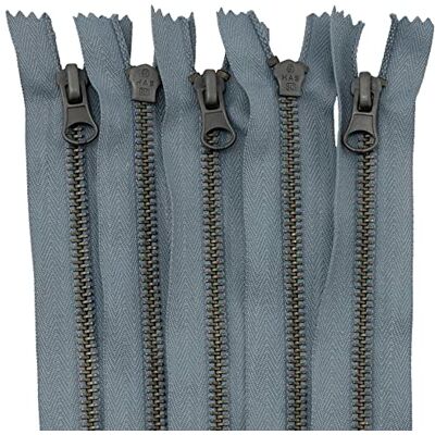 AERZETIX C61526 Lot de 5 fermetures éclair N°5 non séparables 16 cm en métal vintage poignée décorative couleur gris plomb curseur maroquinerie couture jupe jeans mercerie AERZETIX C61526 Lot de 5 fermetures éclair N°5 non séparables 16 cm en métal vintage poignée décorative couleur gris plomb curseur maroquinerie couture jupe jeans mercerie