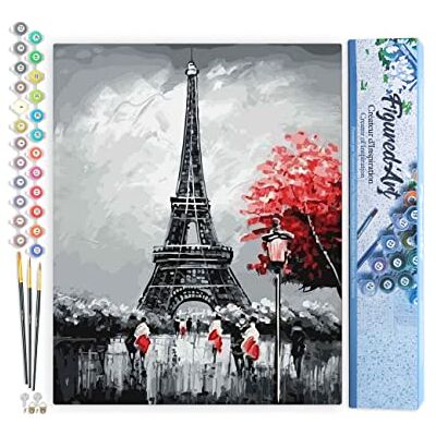 ART Peinture par Numéros Paris Tour Eiffel Taille 40x50cm sans châssis en Bois ART Peinture par Numéros Paris Tour Eiffel Taille 40x50cm sans châssis en Bois
