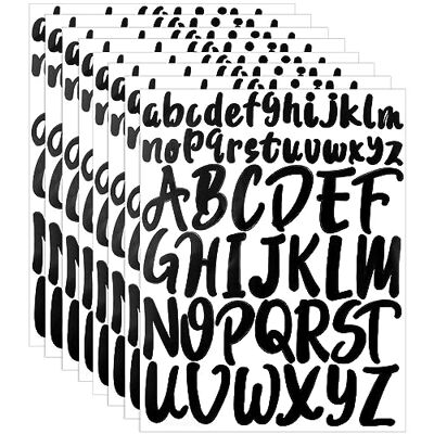 Hoxfly Lot de 8 feuilles d'autocollants en forme de lettres de l'alphabet Noir Résistant aux intempéries Hoxfly Lot de 8 feuilles d'autocollants en forme de lettres de l'alphabet Noir Résistant aux intempéries