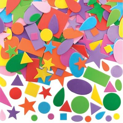 Baker Ross EK2352 Lot de 180 formes autocollantes en mousse pour loisirs créatifs pour enfants, vinyle, assortiment de 1 cm-5 cm Baker Ross EK2352 Lot de 180 formes autocollantes en mousse pour loisirs créatifs pour enfants, vinyle, assortiment de 1 cm-5 cm