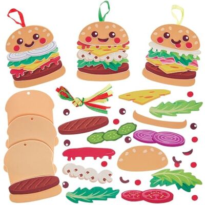 Baker Ross FN420 Kits assortis Burger Paquet de 6, kits de décoration en mousse pour les loisirs créatifs des enfants Baker Ross FN420 Kits assortis Burger Paquet de 6, kits de décoration en mousse pour les loisirs créatifs des enfants