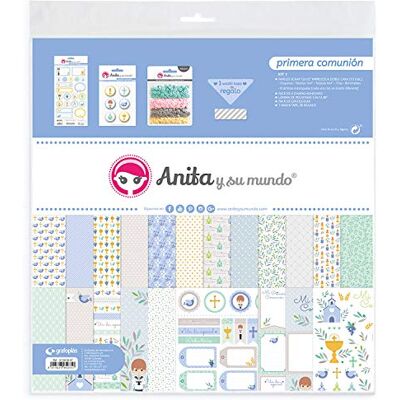 Anita y Su Mundo Première Communion Kit de scrapbooking, bleu, 30,5 x 30,5 cm, 5 Anita y Su Mundo Première Communion Kit de scrapbooking, bleu, 30,5 x 30,5 cm, 5