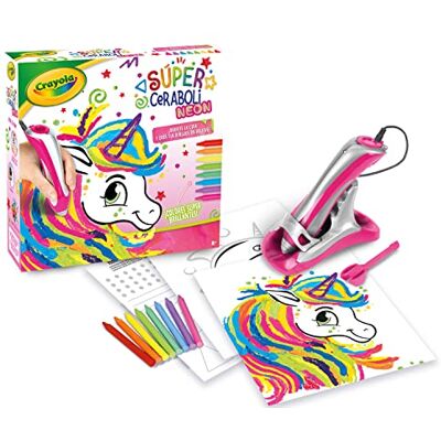 CRAYOLA Super Ceraboli Licorne Néon Jeu pour faire fondre les crayons de cire et créer des dessins en relief, activité créative et cadeau pour enfants, à partir de 8 ans, 25-0509 CRAYOLA Super Ceraboli Licorne Néon Jeu pour faire fondre les crayons de cire et créer des dessins en relief, activité créative et cadeau pour enfants, à partir de 8 ans, 25-0509