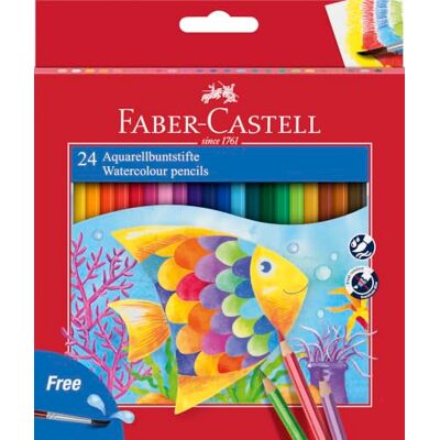 Faber-Castell 114425 Crayons couleur aquarellables Étui de 24 pinceau inclus Faber-Castell 114425 Crayons couleur aquarellables Étui de 24 pinceau inclus