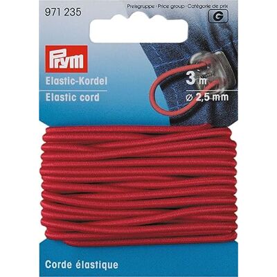 Prym Cordon élastique, 60% ED 40% PES, Rouge, Ø 2,5 mm 3 m Prym Cordon élastique, 60% ED 40% PES, Rouge, Ø 2,5 mm 3 m