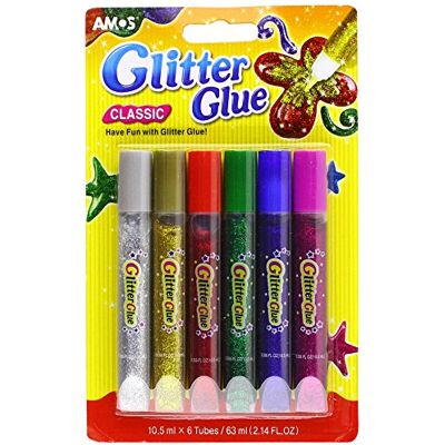 AMOS assortments Colle de Bricolage Paillettes/Pearl/Puffy Paint, Multicolore, 6 pièces, Lot de 2 AMOS assortments Colle de Bricolage Paillettes/Pearl/Puffy Paint, Multicolore, 6 pièces, Lot de 2