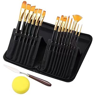 YKKJ 15 pièces Pinceaux,Kit de Pinceaux Peinture,Pinceau de Peinture,pour peinture à l'huile acrylique à la gouache aquarelle. YKKJ 15 pièces Pinceaux,Kit de Pinceaux Peinture,Pinceau de Peinture,pour peinture à l'huile acrylique à la gouache aquarelle.