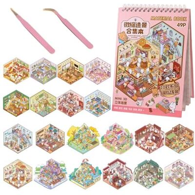 deegbbyi Lot de 20 autocollants 3D pour maison miniature 3D avec 2 pinces à épiler, autocollants amusants à faire soi-même, réutilisables, en relief pour adultes et enfants deegbbyi Lot de 20 autocollants 3D pour maison miniature 3D avec 2 pinces à épiler, autocollants amusants à faire soi-même, réutilisables, en relief pour adultes et enfants