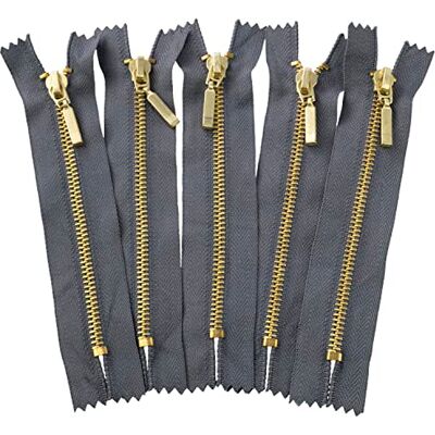 AERZETIX C61451 Lot de 5 Fermeture éclair à glissière non séparable 12 cm en métal à tirette déco couleur: gris sombre curseur jean gilets maroquinerie couture robe pantalon mercerie AERZETIX C61451 Lot de 5 Fermeture éclair à glissière non séparable 12 cm en métal à tirette déco couleur: gris sombre curseur jean gilets maroquinerie couture robe pantalon mercerie