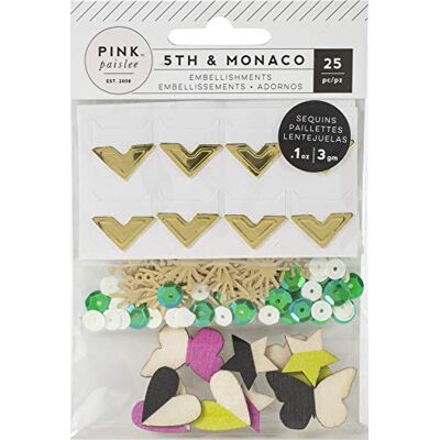 American Crafts Rose cachilé 5ème et Monaco EMBELLI mixte, placage de bois, coins photo, paillettes, taille unique American Crafts Rose cachilé 5ème et Monaco EMBELLI mixte, placage de bois, coins photo, paillettes, taille unique