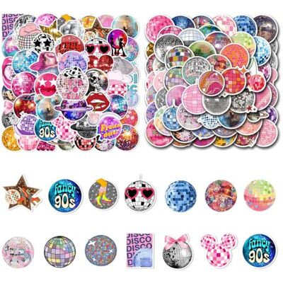TIMJJG Lot de 105 Autocollants Boule Disco à Paillettes, Décoration de Fête, Carnet de Notes, Bricolage, PVC, Coloré TIMJJG Lot de 105 Autocollants Boule Disco à Paillettes, Décoration de Fête, Carnet de Notes, Bricolage, PVC, Coloré